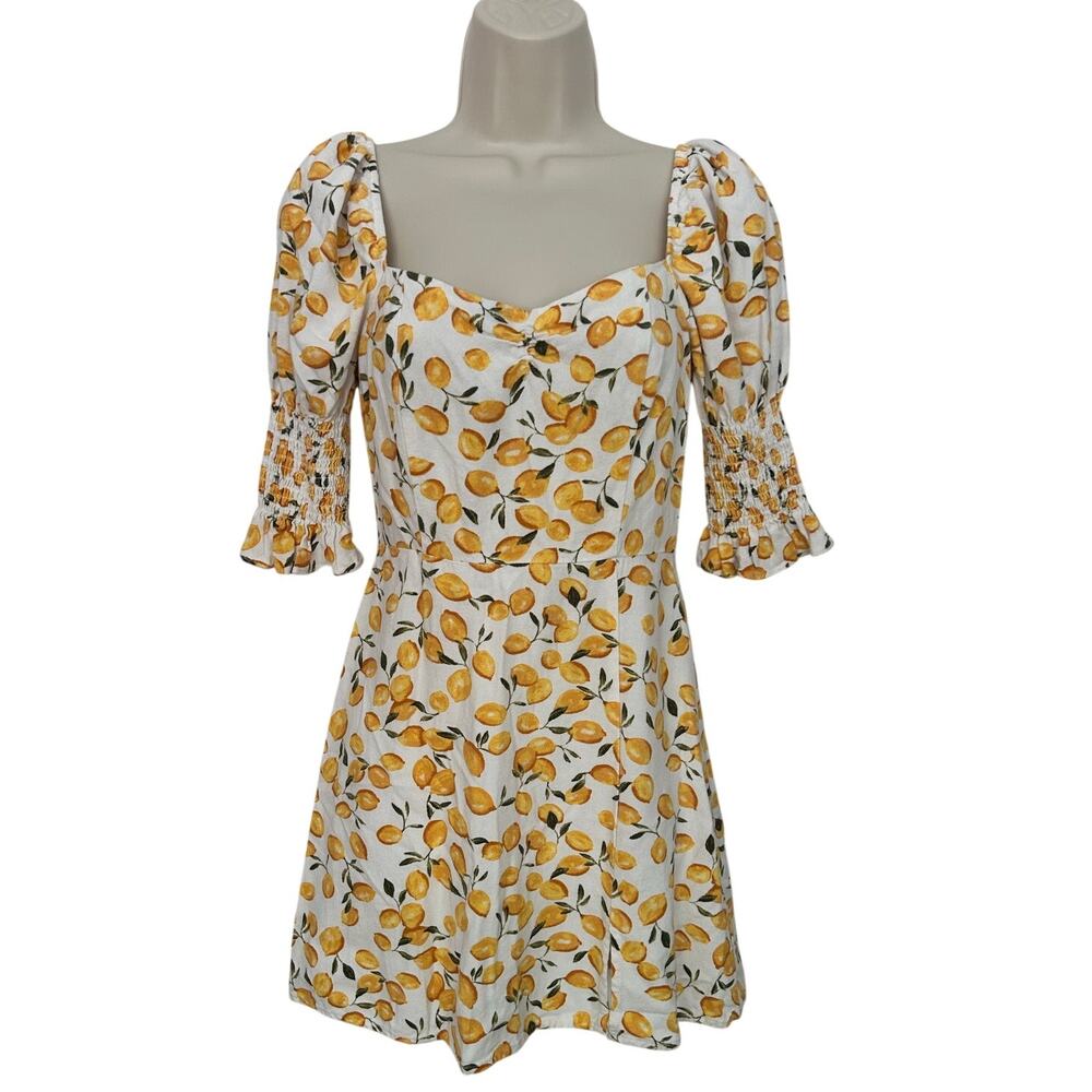 The Sweetest Little Lemon Dress You Ever Did See Linen Blend Small XC Fast Ship